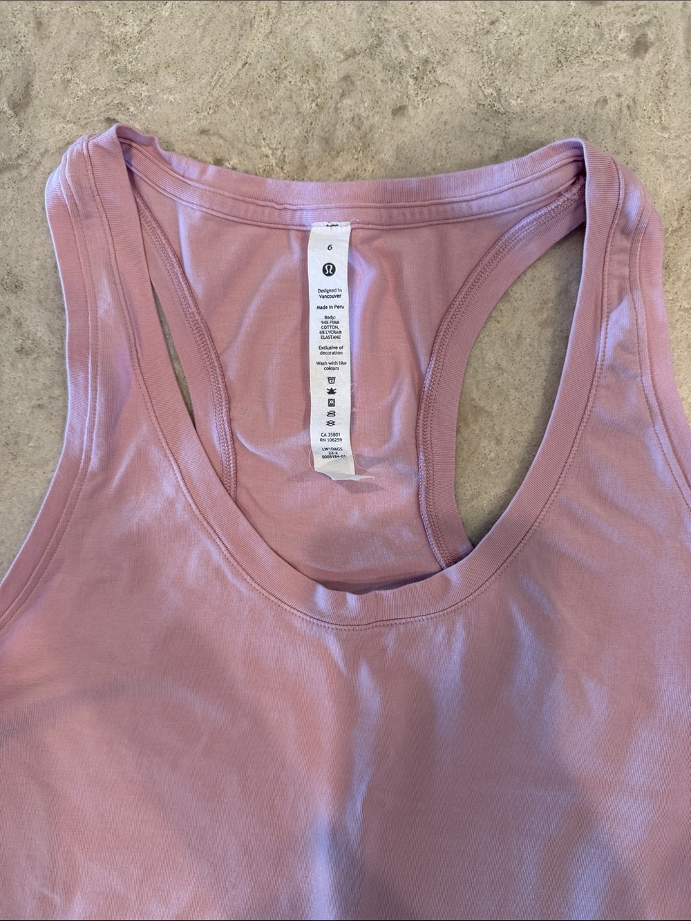 lululemon athletica Light Pink Racerback Tank Sz 6